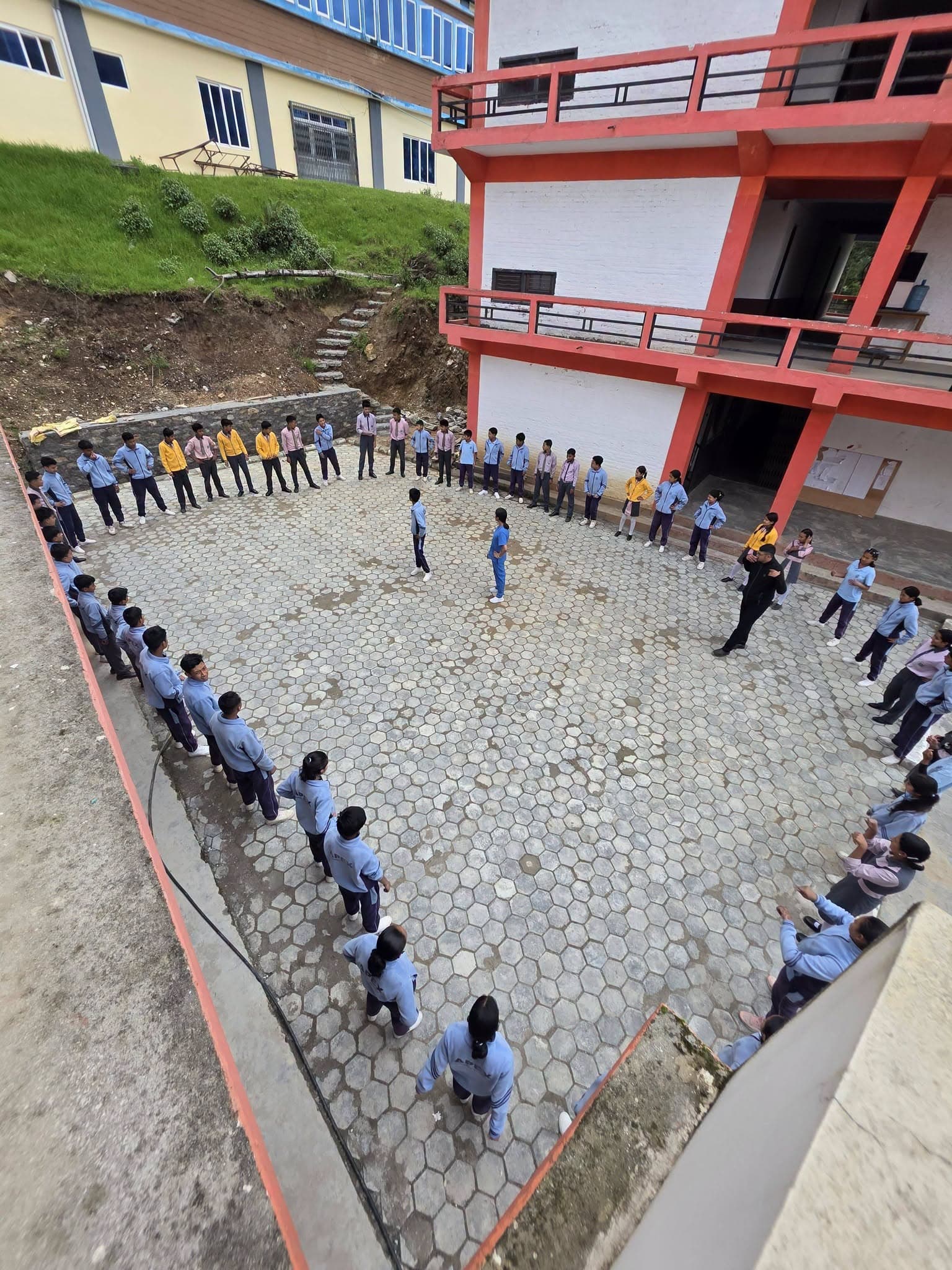 Students playing on campus