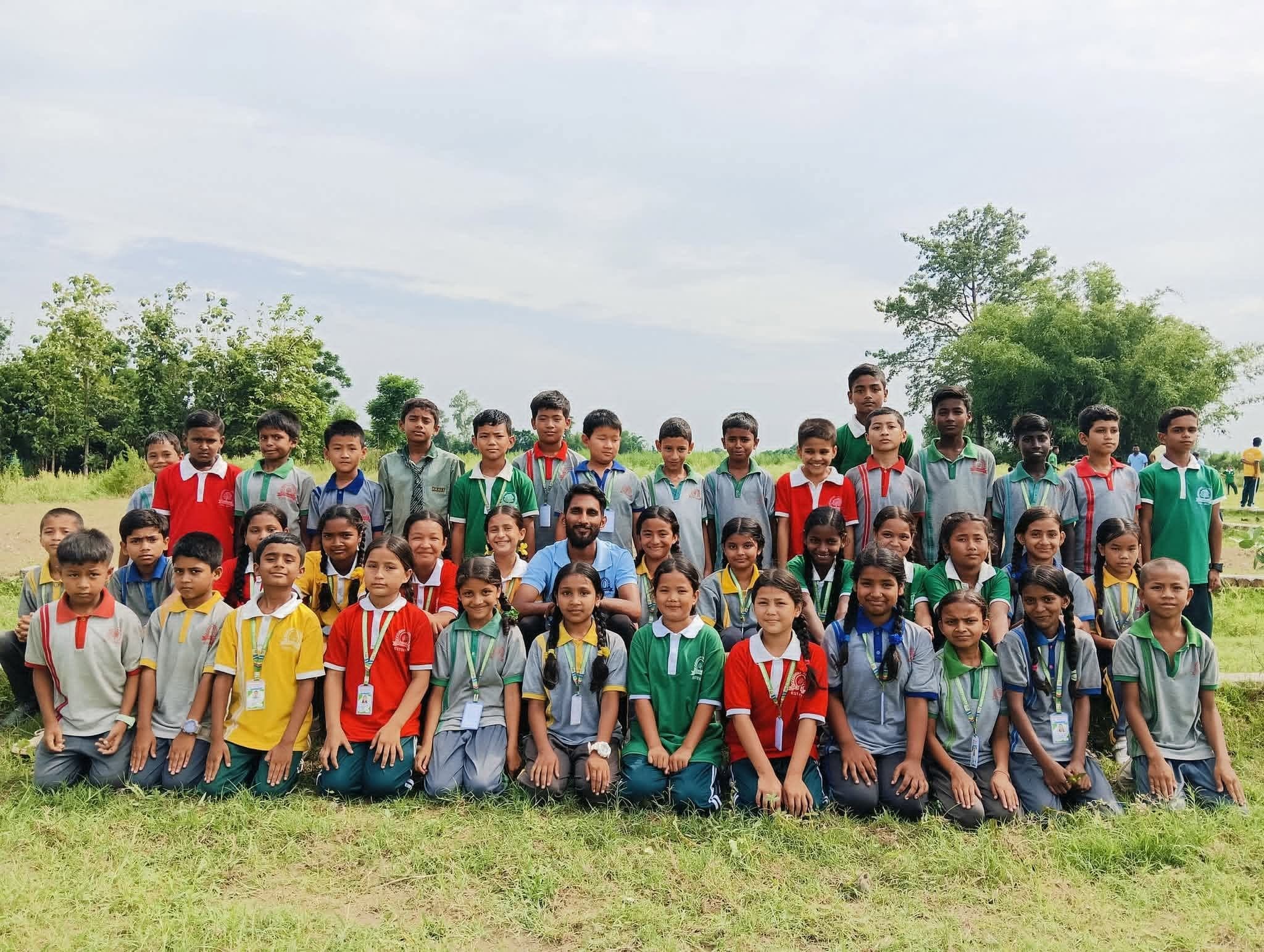 Kalpavriksha students and educators in campus assembly